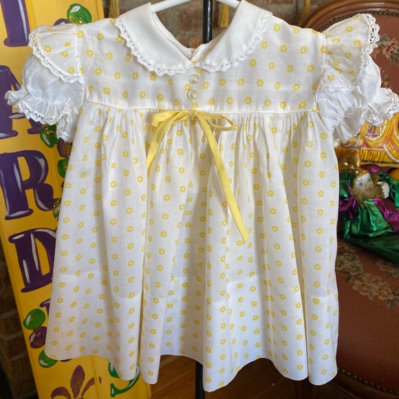 C I Castro Co Vintage Infant Girls Yellow & White  Dress size 9 months - Picture 10 of 12